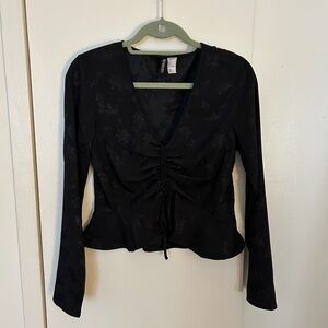 H&M Elegant Black Ruched Top